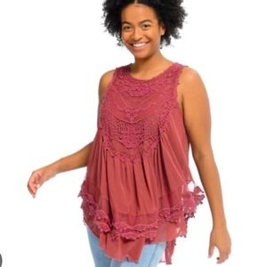 (NWOT) Altar’d State Lace Mesh Babydoll Tank